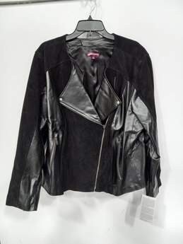 Jessica London Women's Black Leather Zip Moto Jacket Size 28