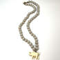 Designer J. Crew Gold-Tone Faux Pearl Elephant Beaded Pendant Necklace image number 2