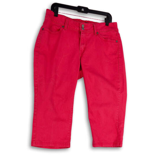 Womens Pink Denim Medium Wash Pockets Straight Leg Capri Jeans Size 14 image number 1