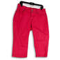 Womens Pink Denim Medium Wash Pockets Straight Leg Capri Jeans Size 14 image number 1