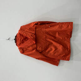 Womens Orange Long Sleeve Side Pocket Hooded Windbreaker Jacket Size Medium alternative image