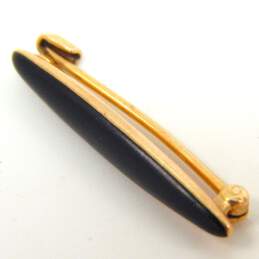 Vintage 14K Yellow Gold Faux Onyx Inlay Pin 0.8g