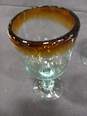 Set of 8 Brown Rim Clear Blown Glass Wine Goblets image number 3