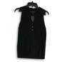 NWT Womens Black Knitted Spread Collar Sleeveless Polo Shirt Size M image number 1
