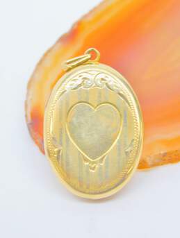 Romantic 10K Yellow Gold Heart & Scrolled Etched Locket Pendant 3.0g alternative image