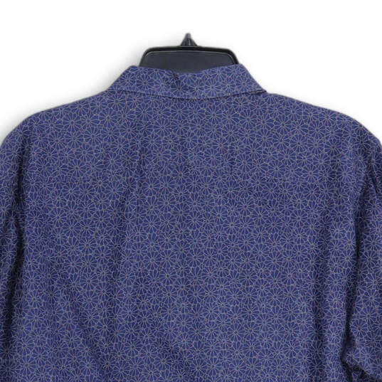 Mens Blue Geometric Long Sleeve Spread Collar Button-Up Shirt Size 7 image number 4
