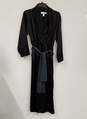 Womens Black Long Sleeve Wrap Waist Belted Sleepwear Robe Size XS image number 1