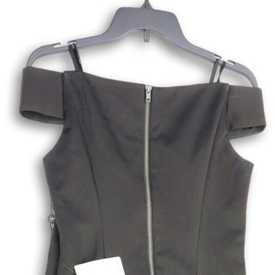 NWT Womens Black Round Neck Off Shoulder Back Zip Sheath Dress Size 8 image number 4