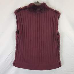 Seeu Women Burgundy Fur Vest sz XL alternative image