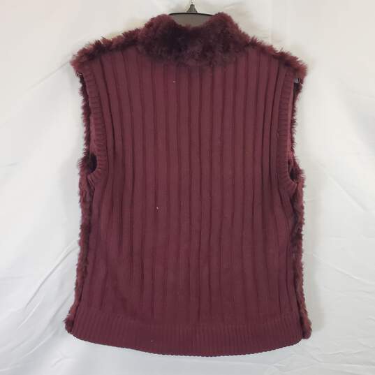 Seeu Women Burgundy Fur Vest sz XL image number 2