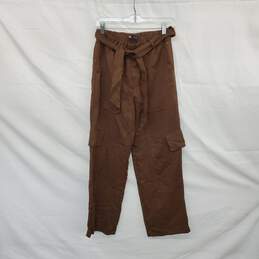 Zara Brown Cargo High Rise Belted Wide Leg Pant WM Size S