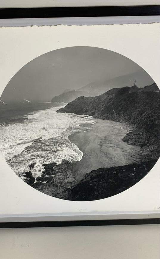 Ocean Cliffs with Circular Crop Photography by Marmont Signed. Framed image number 5