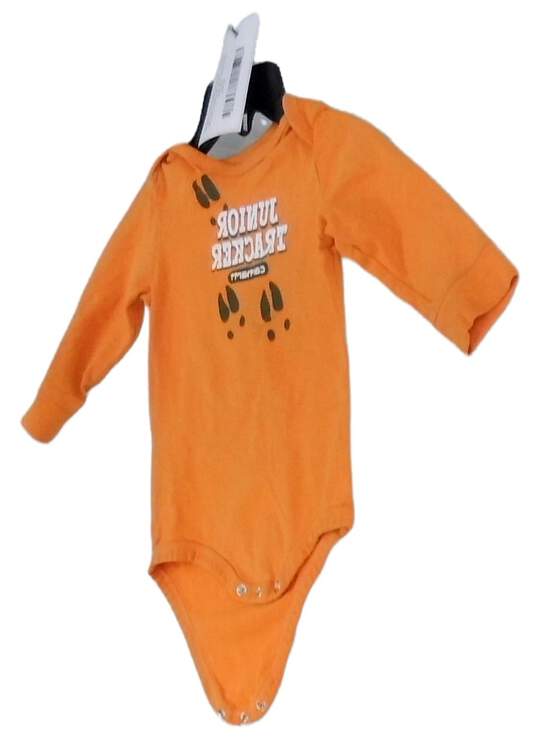 Baby Orange Long Sleeve Crew Neck Graphic Onesie One Piece Size 9 M image number 3
