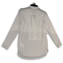 NWT Womens White Pleated Long Sleeve Button Front Tunic Top Size XXS alternative image