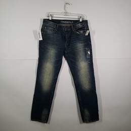 NWT Mens Regular Fit Medium Wash Denim Faded Skinny Leg Jeans Size 34/32