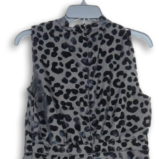 NWT Womens Black Animal Print Ruffle Sleeveless A-Line Dress Size 6 image number 4