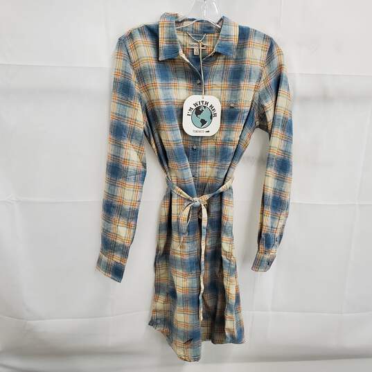Toad&Co. Re-Form Almond Blue Flannel Shirtdress Women's Size S - NWT image number 1