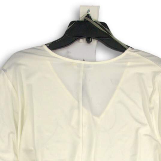NWT Calvin Klein Womens White V-Neck 3/4 Sleeve Side Ruched Blouse Top Size 1X image number 4