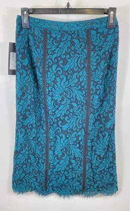 NWT Marciano Womens Green Black Lace Back Zip Straight & Pencil Skirt Size XS