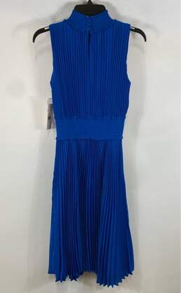 NWT Nanette Lepore Womens Blue Pleated Smocked Waist Fit & Flare Dress Size 4 alternative image