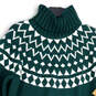 NWT Womens Green White Fair Isle Turtleneck Long Sleeve Pullover Sweater M image number 3