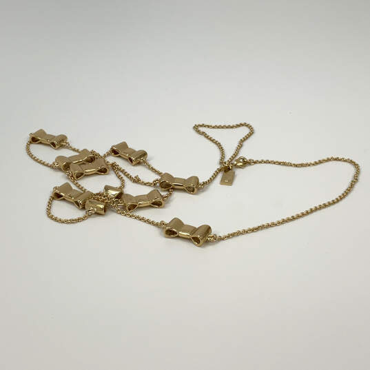 Designer Kate Spade Gold-Tone Lobster Clasp Bow Fashion Chain Necklace image number 2