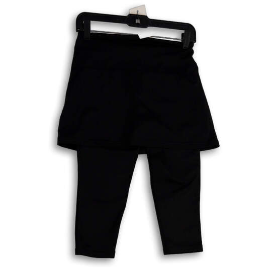 Womens Black Elastic Waist Stretch Pull-On Skirt Capri Leggings Size Small image number 2