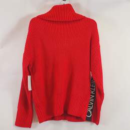 Calvin Klein Women Red Moniker Knit Sweater M NWT alternative image