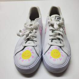 Nike Custom Pink Cow Pattern Happy Day White Sneakers Womens Size 9.5