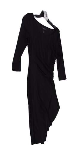 Womens Black 3/4 Sleeve Round Neck Asymmetrical Hem Shift Dress Size 0 alternative image