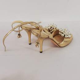 Kate Spade Bead Detailed Gold Heels 6.5 alternative image
