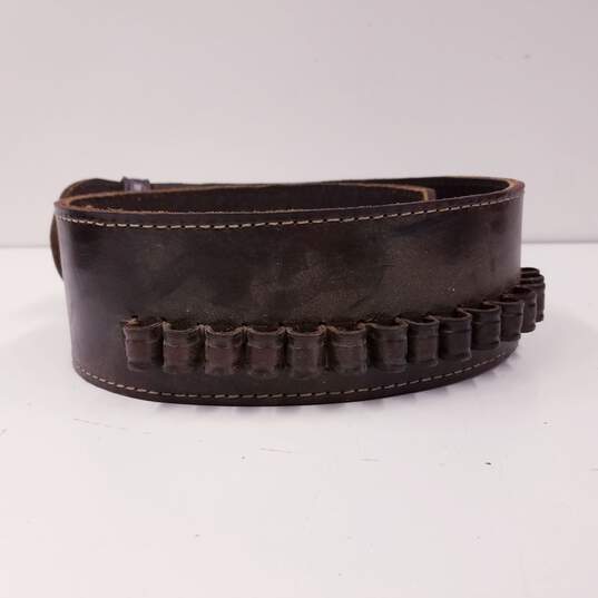 Unbranded Western Leather Cartridge Gun Belt with Holster Size 36 image number 3