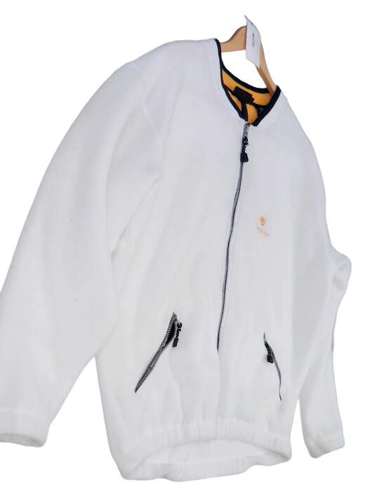 Timberland Men's White Fleece Pockets Long Sleeve Full Zip Jacket Size Large image number 1