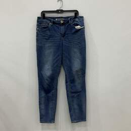 Womens Blue Denim Stretch Medium Wash 5-Pocket Design Skinny Jeans Size 14
