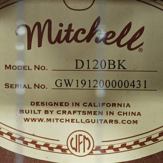 Mitchell Black Acoustic Guitar Model D120BK image number 4