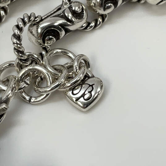 Designer Brighton Silver-Tone Plated Fancy Bib Heart Charm Chain Bracelet image number 3