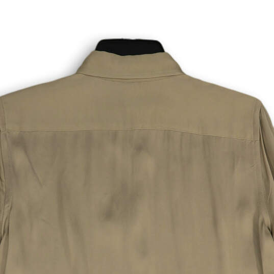 NWT Womens Beige Spread Collar Long Sleeve Button-Up Shirt Size Medium image number 4