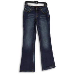 Womens Blue Denim Medium Wash 5-Pocket Design Bootcut Leg Jeans Size 5