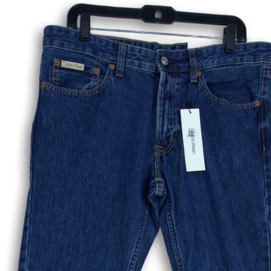 NWT Calvin Klein Womens Blue Denim Dark Wash Slim Fit Skinny Jeans Size 32X32 image number 3