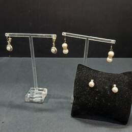 Bundle of 3 Sterling Silver Pearl Earrings