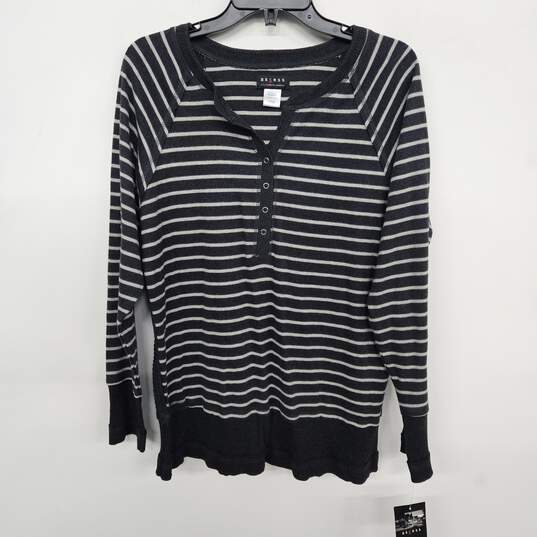 Axcess Black And White Stripped Long Sleeve Shirt image number 1