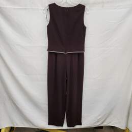 Liz Claiborne WM's Brown & Cream Trim Jumpsuit Size 6 alternative image