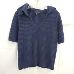 Banana Republic Women's Navy Cable Knit Short Sleeve Sweater Size Large