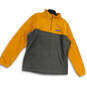 Mens Gold Gray Long Sleeve 1/4 Zip Mock Neck Pullover Sweatshirt Size L image number 1