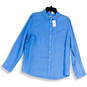 NWT Women's Blue Long Sleeve Point Collar Pocket Button-Up Shirt Size XXL image number 1