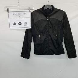 AUTHENTICATED Prada Milano Black Nylon & Leather Jacket Size 38