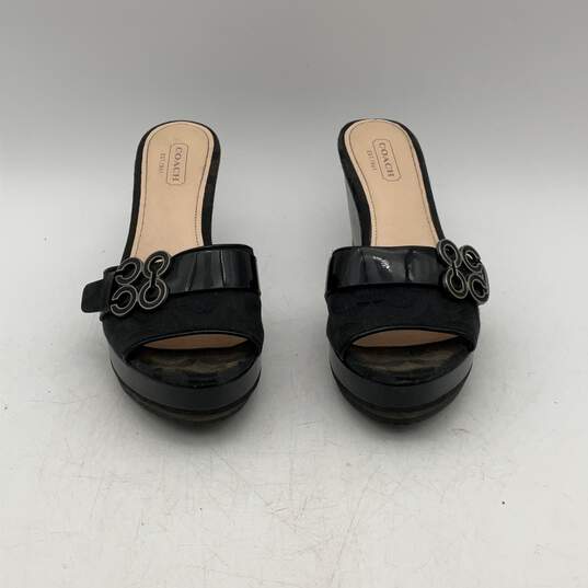 Coach Womens Black Open Toe High Wedge Heel Slip On Slide Sandal Size 5 image number 3