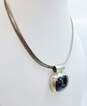 Taxco Mexico 925 Sterling Silver Faux Onyx Inlay Pendant Necklace 51.6g image number 2