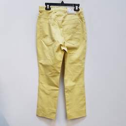 Womens Yellow Coin Pockets Light Wash Mid Rise Denim Straight Jeans Size 34 alternative image