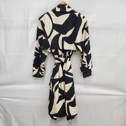 11 Honore WM's Polyester & Cotton Blend Black & Ivory Print Trench Coat Size 12 alternative image